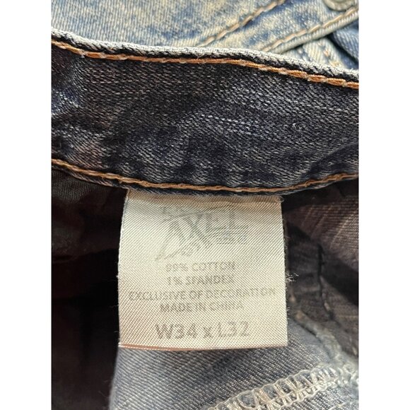 Axel Slim Bootcut Jeans W34 L31 Blue Grunge Stone Wash Cowboy Workwear Distresse - Picture 12 of 14